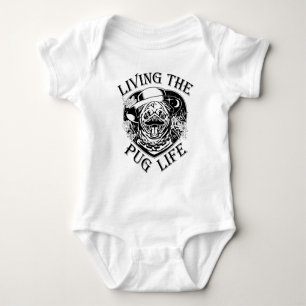 Funny Living The Pug Life Vintage Baby Bodysuit