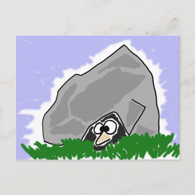 Funny Living Under a Rock Cartoon Postcard (Front)