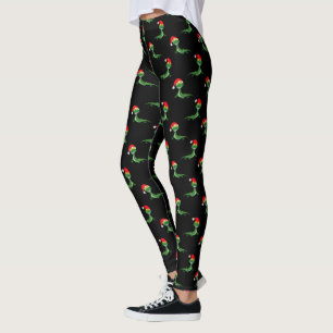 Funny Lizard Big Smile Face Merry Christmas Xmas Leggings