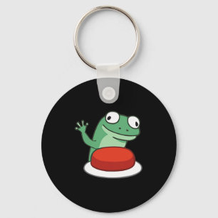 Funny Lizard Button Meme Key Ring