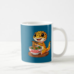 Funny Lizard Reptile Leopard Gecko Eating Ramen Ja Coffee Mug