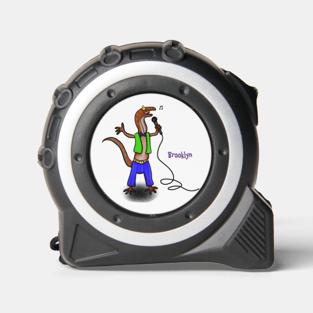 Funny lizard singing with microphone cartoon 1 (Front)