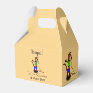Funny lizard singing with microphone cartoon favour box