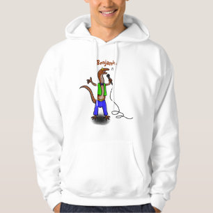 Funny lizard singing with microphone cartoon hoodie