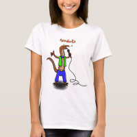 Funny lizard singing with microphone cartoon