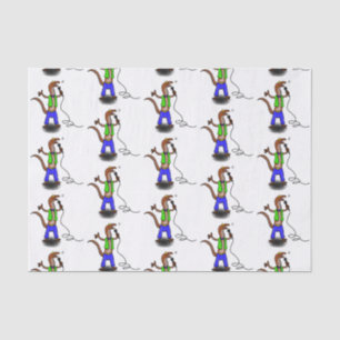 Funny lizard singing with microphone cartoon tissue paper