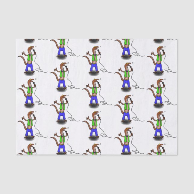 Funny lizard singing with microphone cartoon tissue paper (Front)