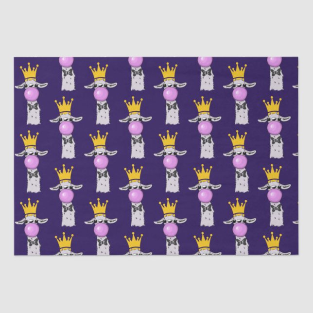 Funny Llama Blowing a Pink Bubble Pattern Tissue Paper (Front)