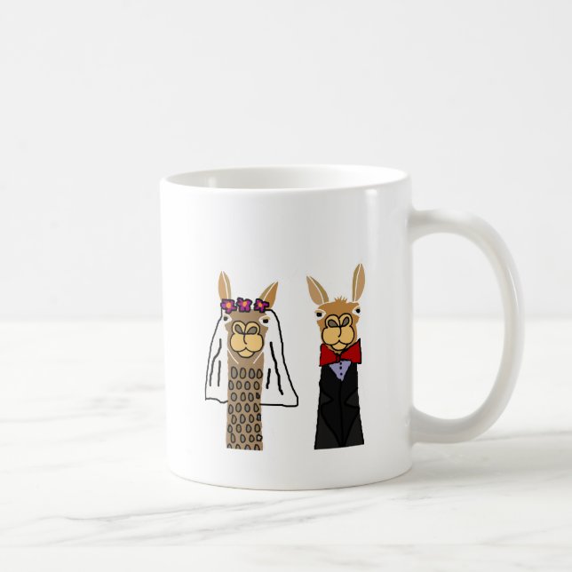 Funny Llama Bride and Groom Wedding Art Coffee Mug (Right)