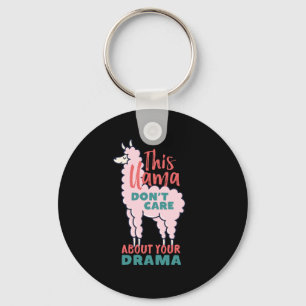 Funny Llama Cartoon Don't Care About Your Drama Key Ring