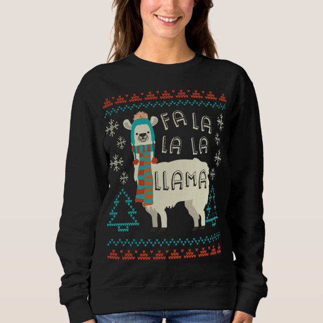 Funny Llama Christmas Sweater Style Alpaca Lover G (Front)