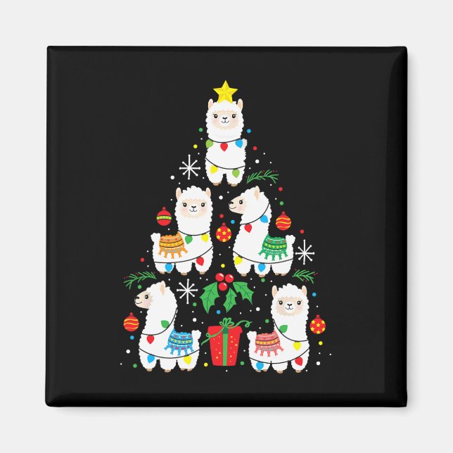 Funny Llama Christmas Tree Ornament Decor Gift Wom Magnet (Front)