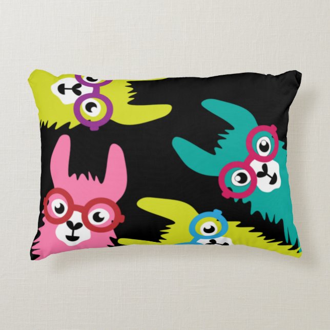 Funny Llama Colourful Camelid  Decorative Cushion (Front)