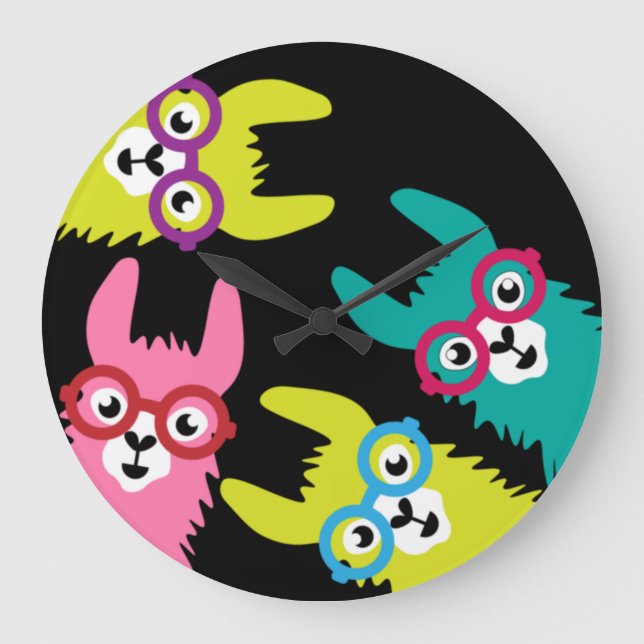 Funny Llama Colourful Camelid  Large Clock (Front)