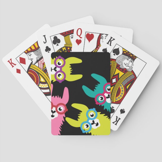 Funny Llama Colourful Camelid  Playing Cards (Back)