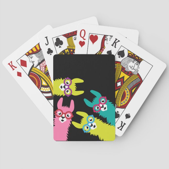 Funny Llama Colourful Camelid  Playing Cards (Back)
