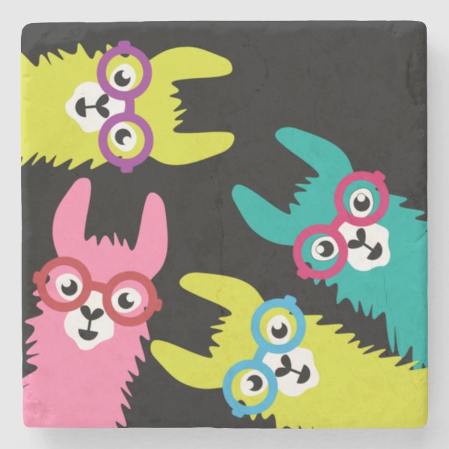 Funny Llama Colourful Camelid  Stone Coaster (Front)
