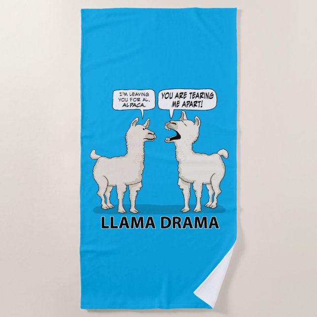 Funny Llama Drama Beach Towel (Front)