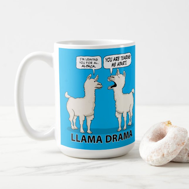 Funny Llama Drama Coffee Mug (With Donut)