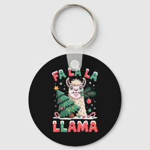 Funny Llama Eating Christmas Tree Fala Lala  Key Ring