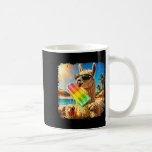 Funny llama eating popsicle summer beach animal coffee mug