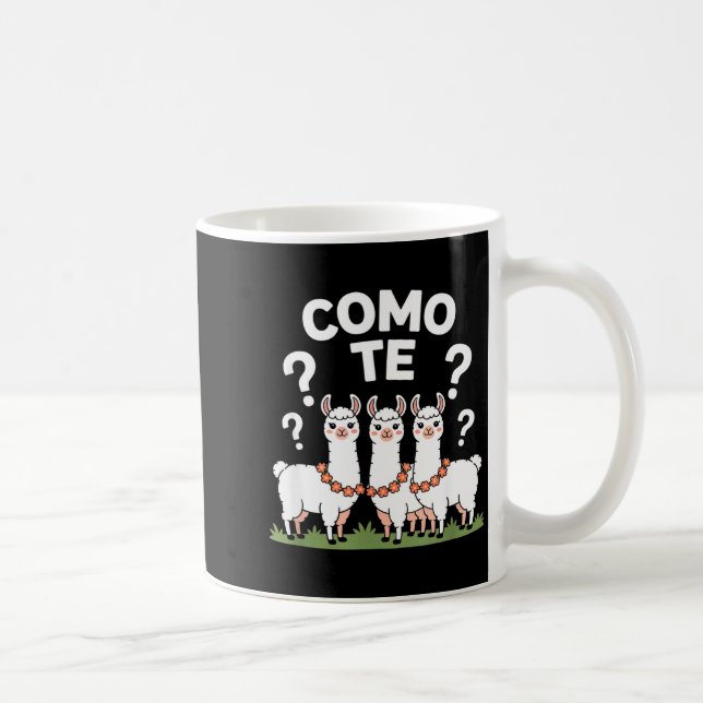 Funny llama flower garland como te question mark F Coffee Mug (Right)