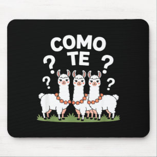 Funny llama flower garland como te question mark F Mouse Pad