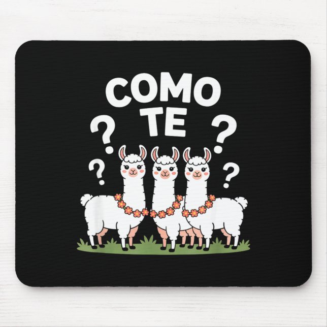 Funny llama flower garland como te question mark F Mouse Pad (Front)