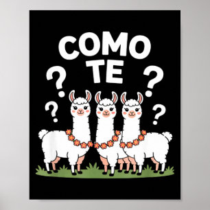 Funny llama flower garland como te question mark F Poster