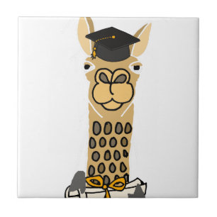 Funny Llama Graduation Art Design Ceramic Tile