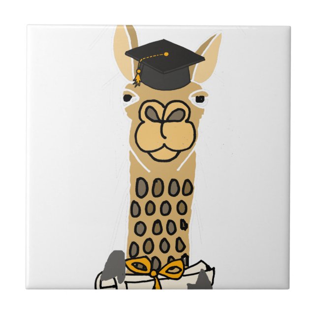Funny Llama Graduation Art Design Ceramic Tile (Front)