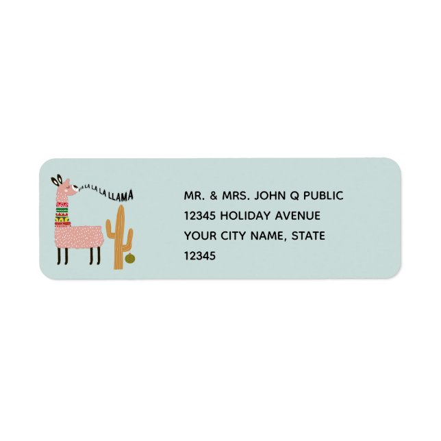 Funny Llama Green Return Address Label (Front)
