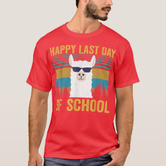 Funny Llama Happy Last Day of School Teacher Stude T-Shirt