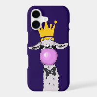 Funny Llama Illustration Blowing a Pink Bubble