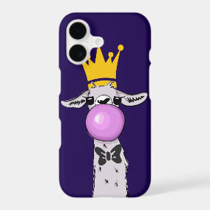 Funny Llama Illustration Blowing a Pink Bubble