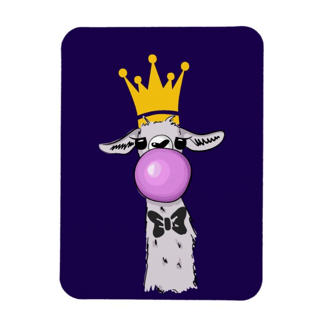 Funny Llama Illustration Blowing a Pink Bubble Magnet (Vertical)