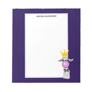 Funny Llama Illustration Blowing a Pink Bubble Notepad