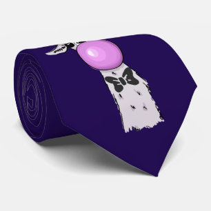 Funny Llama Illustration Blowing a Pink Bubble Tie