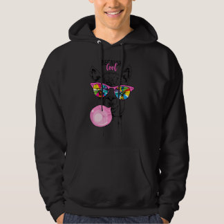 Funny Llama in a rainbow glasses, pink bubble gum Hoodie