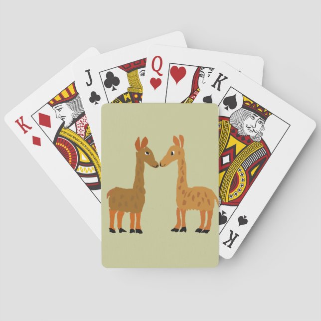 Funny Llama Love Primitive Art Playing Cards (Back)