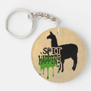 Funny Llama Meme Spit Happens Key Ring
