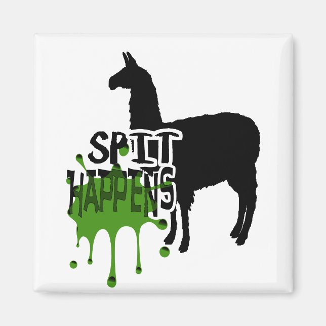 Funny Llama Meme Spit Happens Magnet (Front)