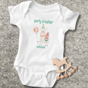 Funny Llama Party Crasher  Baby Bodysuit