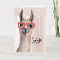 Funny Llama Pink Glitter Thank You