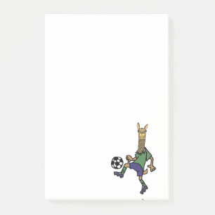 Funny Llama Playing Soccer Cartoon Post-it Notes