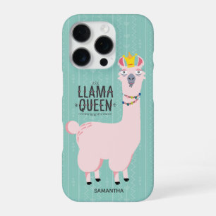 Funny Llama Queen Illustration iPhone 16 Pro Case