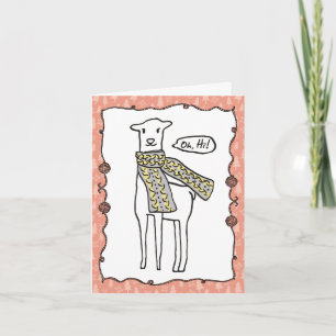 Funny llama scarf knitting crochet Christmas Holiday Card