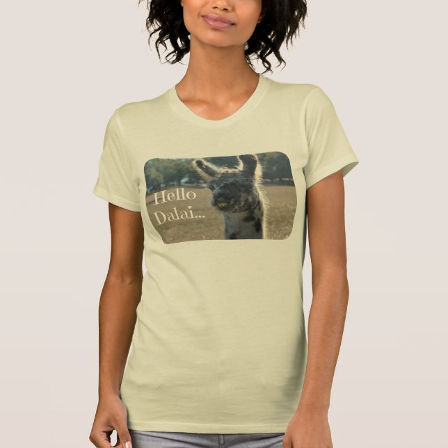 Funny Llama Shirt, Hello Dalai (Dalai LLAMA!) T-Shirt (Front)