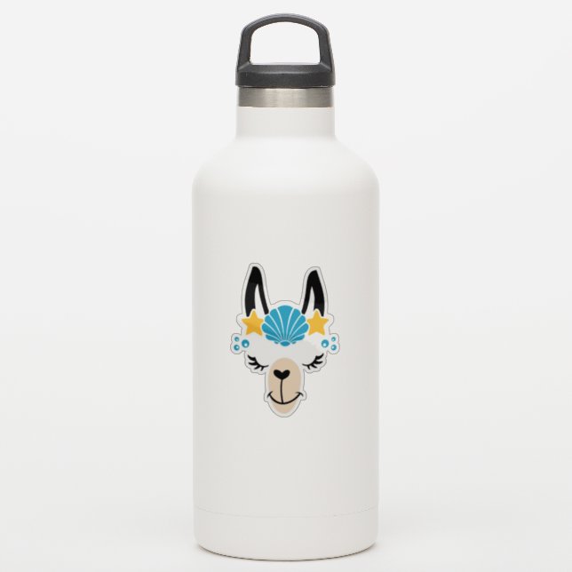 Funny Llama Summer Beach Sticker (Waterbottle)