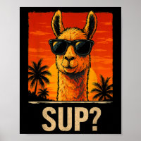 Funny Llama Sup Meme Sunset Beach Cool Animal Men 